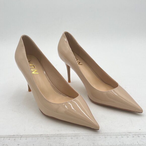 YDN Women Chic Pointed Closed Toe Mid Heel Pumps Slip on Stilettos Slide Dress S - Picture 3 of 7